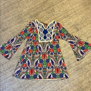 Judith March Cream and Green Dress medium floral bird